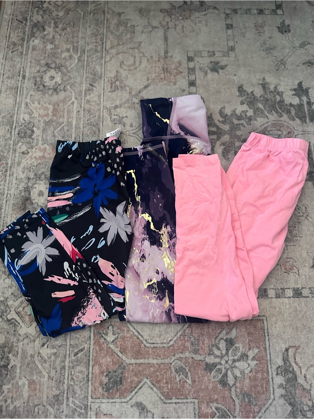adidas Kids Pink & Multicolor Leggings Trio